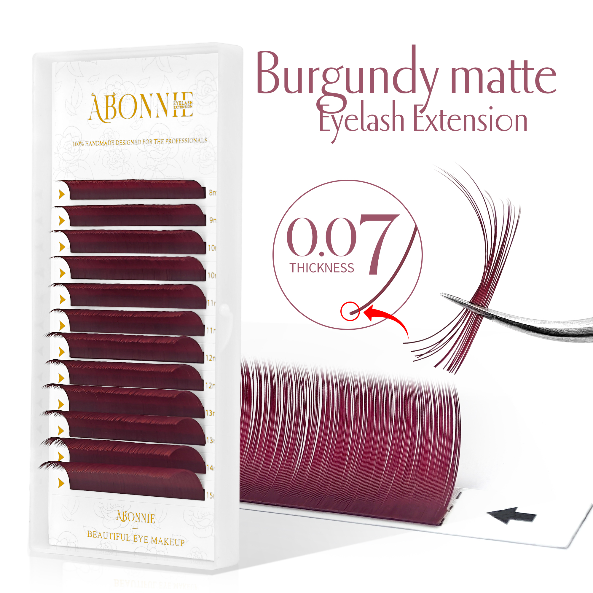 Eyelash Extensions Classic - Abonnie Burgundy Matte Volume Eyelashes Extensions