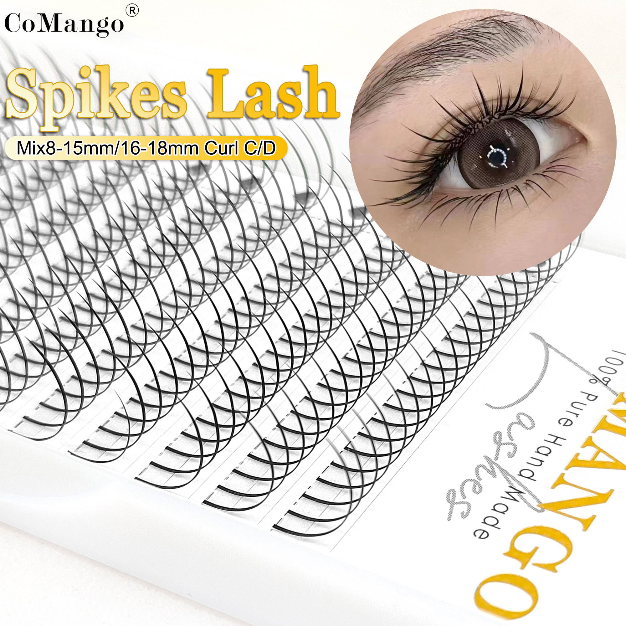 Eyelash Extensions Classic - CoMango Spikes Lash Extension Individual 8-15/16-18Mix