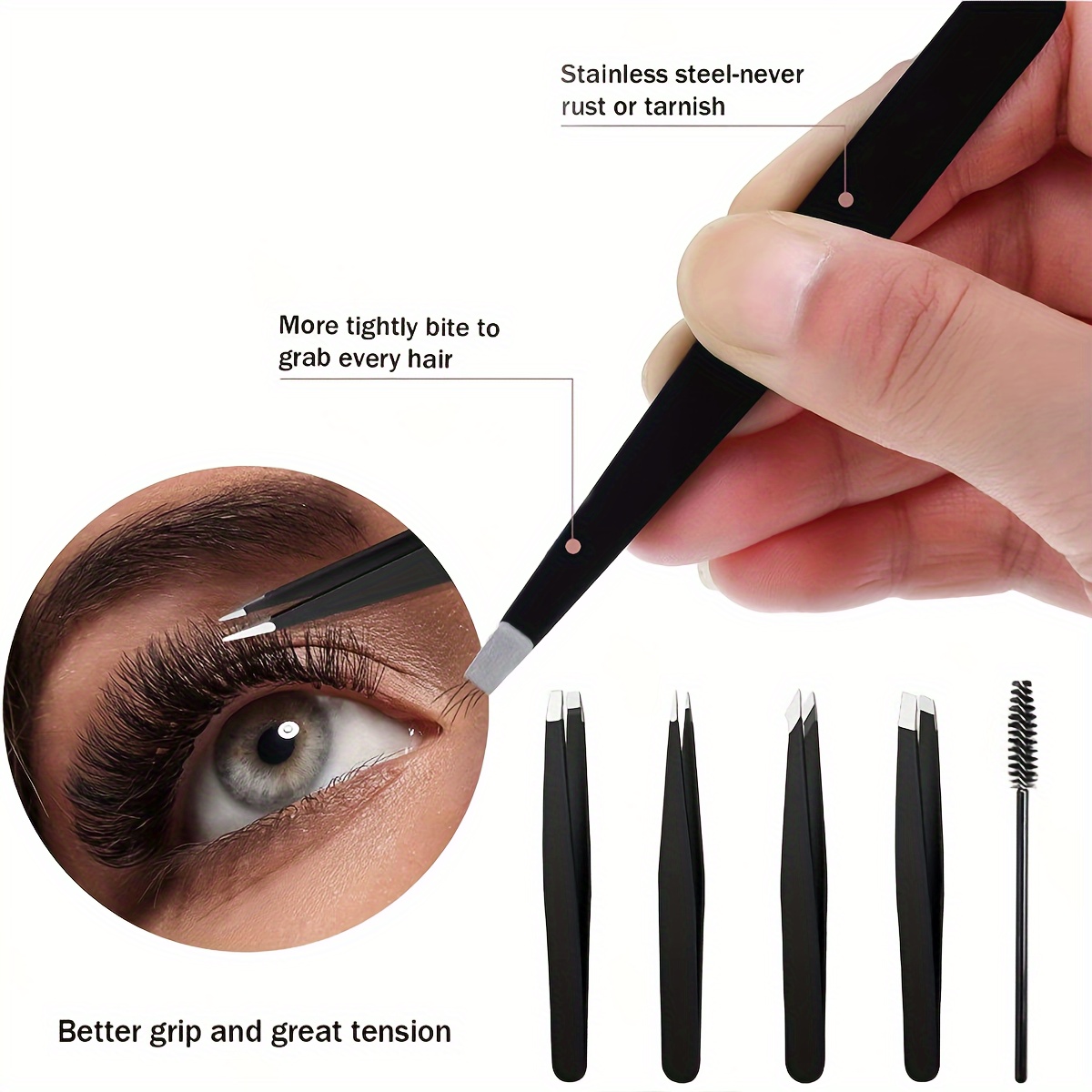 6pcs Eyebrow Tweezer Set with  - Lash Primer Cleanser avaliação e preço
