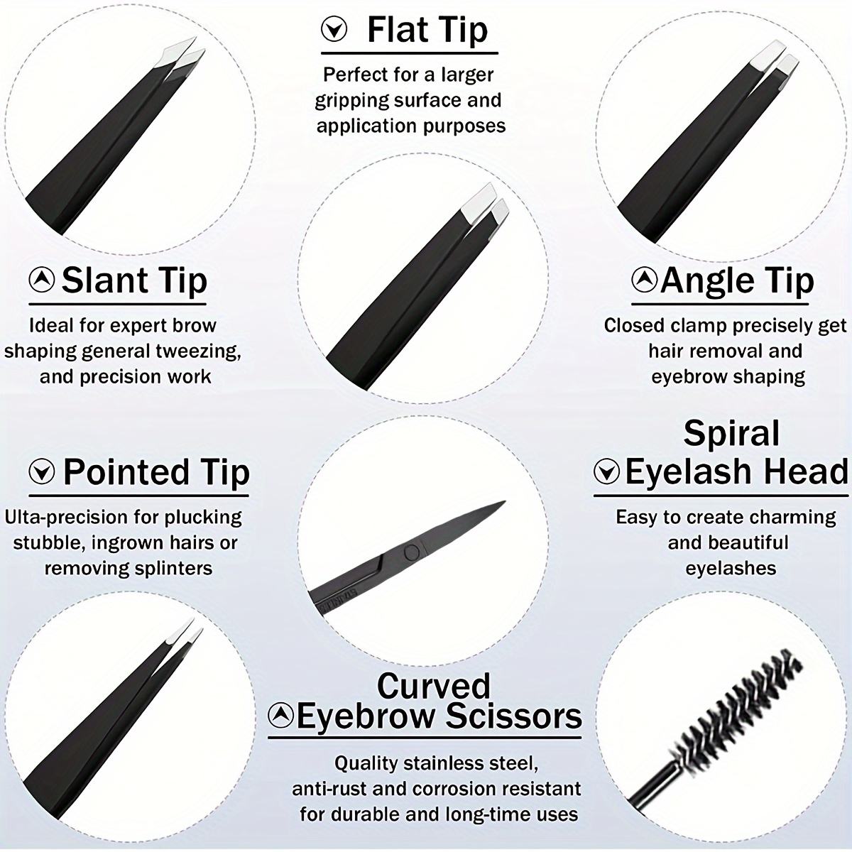 6pcs Eyebrow Tweezer Set with  - Lash Primer Cleanser avaliação e preço