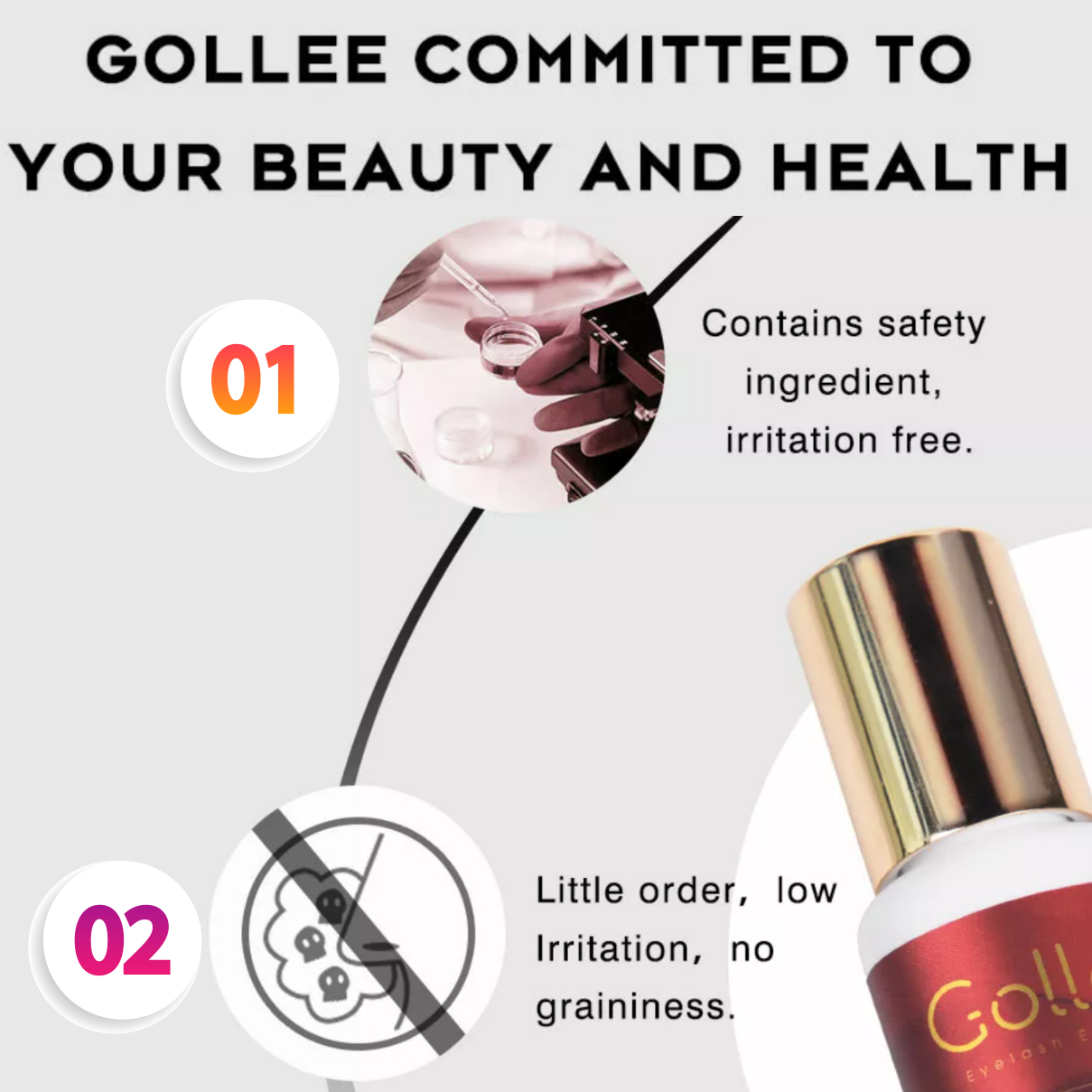 Gollee Mild Non-Irritating Eye - Eyelash Extension Eye Irritation avaliação e preço